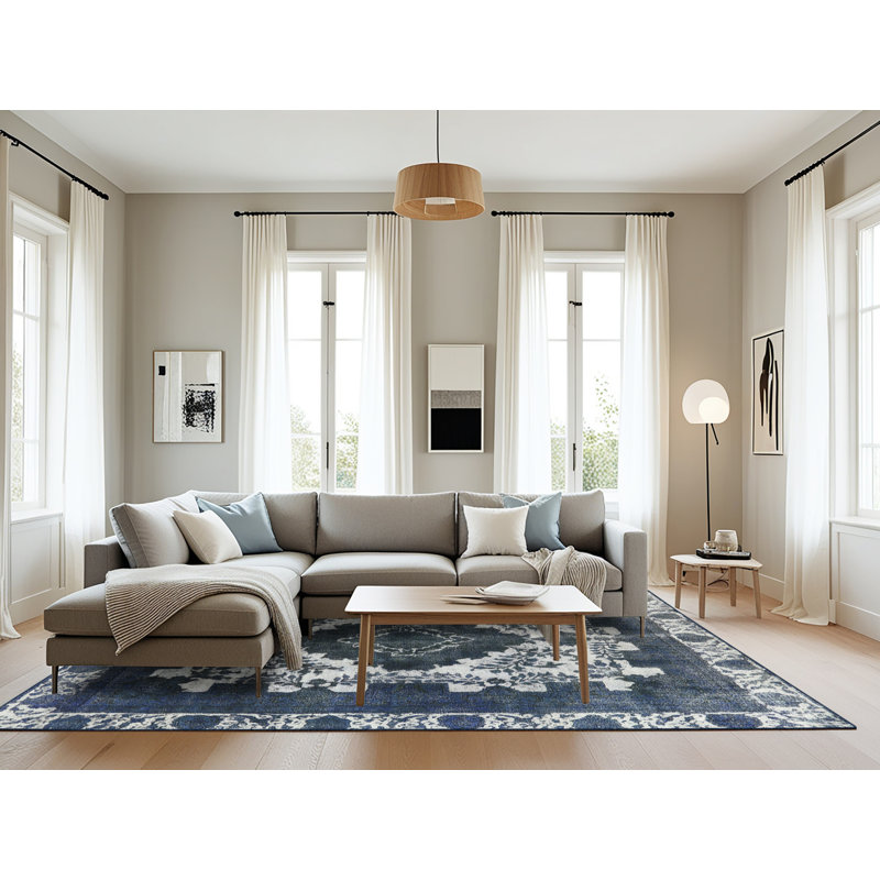 Tapis oriental ivoire / bleu, Rectangle 8 pi x 12 pi