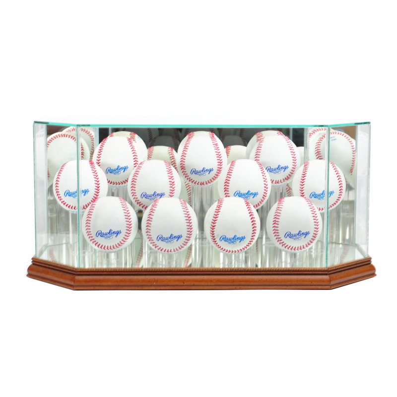 Perfect Cases And Frames 17'' W 8'' D Baseball Glass Ball / Puck Case, Walnut