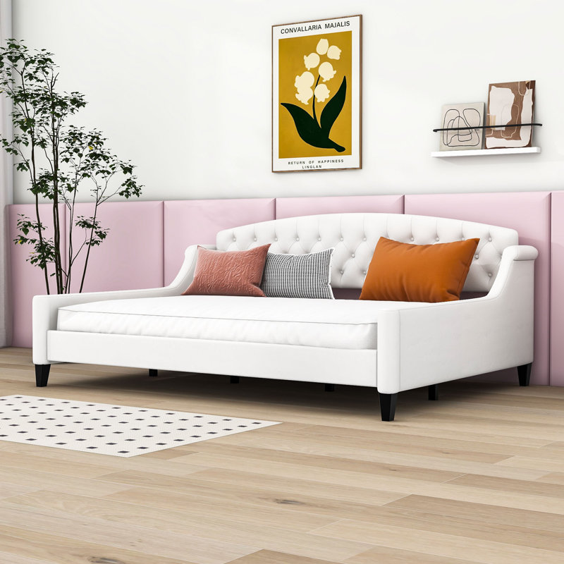 Lit de jour rembourré Ameet, Beige