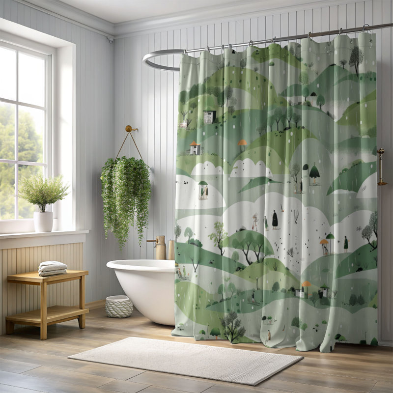 Rideau de douche Misty Meadows - Premium, H 74 po x l 71 po