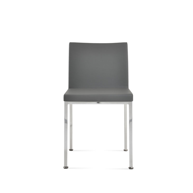 Chaise d'appoint Aria, Chrome, Similicuir gris