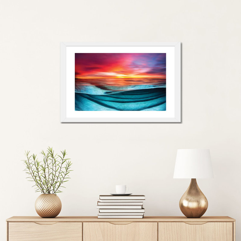 «Color Blur Hyams Beach» par Jordan Robins - reproduction d'art, H 16 po x l 24 po x P 1 po, Papier encadré blanc, Blanc