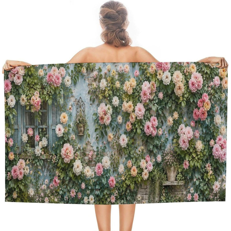 Serviette de plage florale Rose Garden