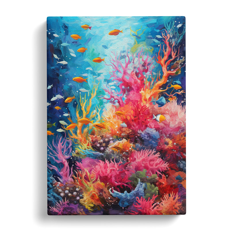 Coral Impressionism Art - Wrapped Canvas, 60cm H x 40cm W x 3cm D