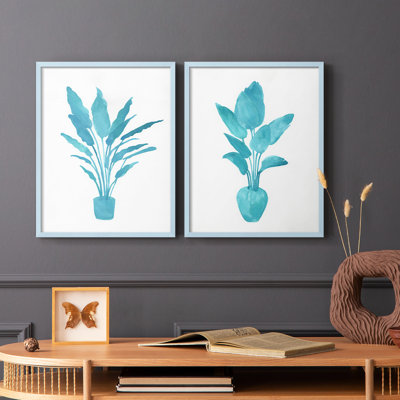 «Watercolor House Plant I», reproduction encadrée de qualité supérieure - prête à être accrochée - aucun clou requis - aucun clou requis