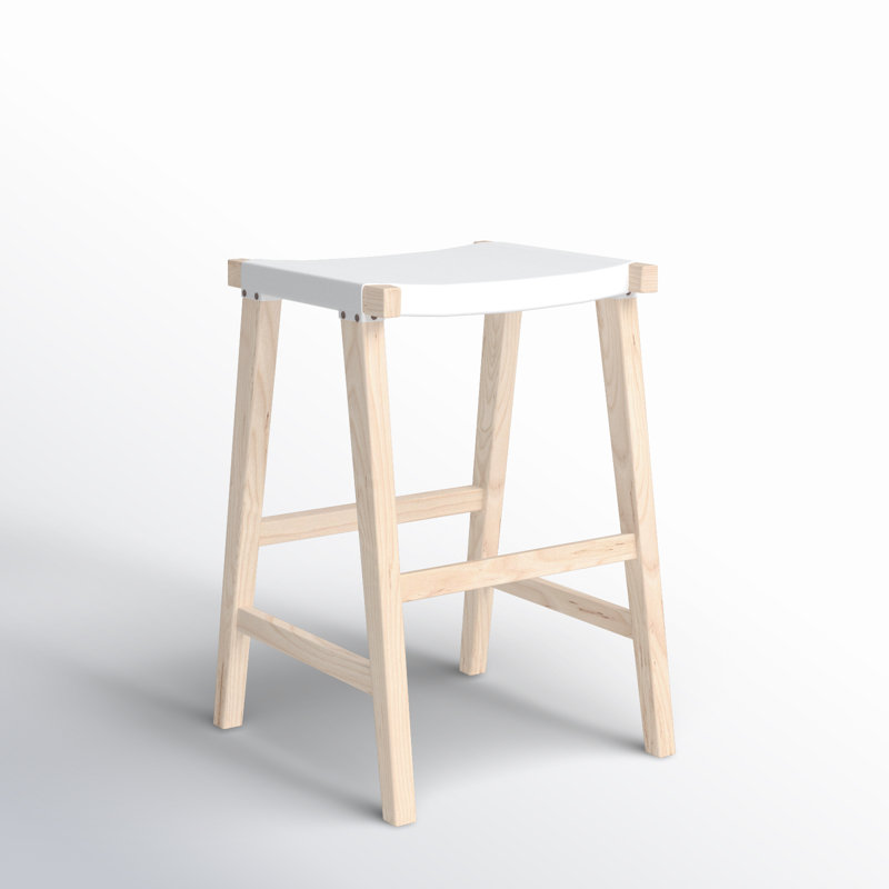 Tabouret de bar et de comptoir en cuir véritable Kellan, Tabouret de comptoir (siège d'une hauteur de 26,8