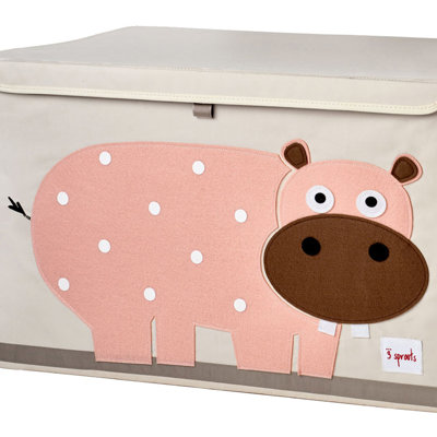 3 Sprouts Collapsible Toy Chest Storage Bin for Kids Playroom, Hippo