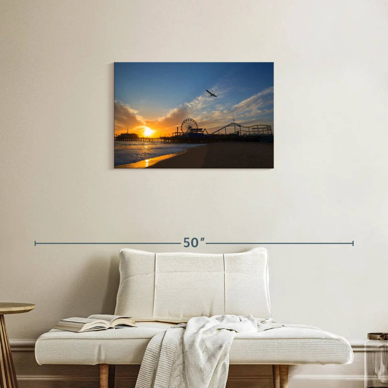 Scène de plage Gillard Santa Monica, H 20 po x l 30 po