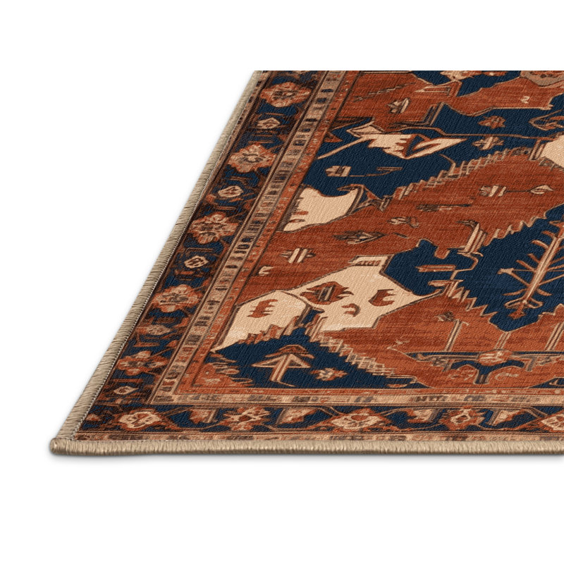 Machine Washable Persian Brown Area Rug, Rectangle 7' x 9'