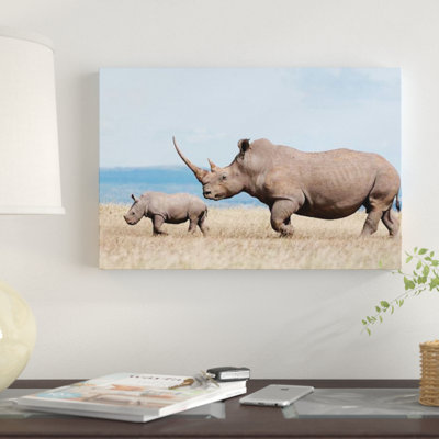 «White Rhinoceros Mother and Calf, Solio Ranch, Kenya», photographie sur toile