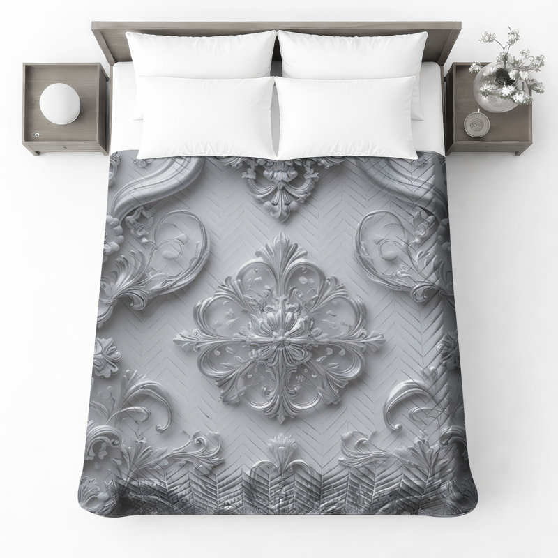 Couvre-lit matelassé Ornate Silver Embellishments, Full / Double
