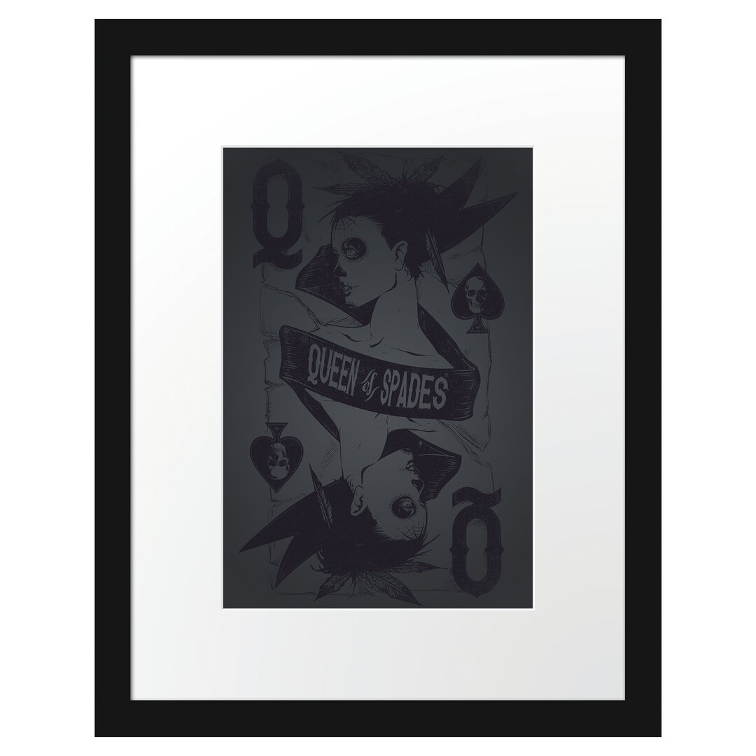 Gerahmtes Poster Queen Of Spades Black