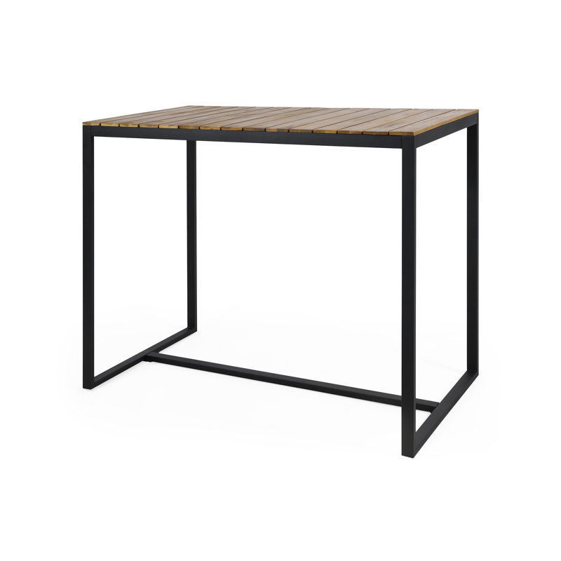 Rectangular Metal Outdoor Bar Table , 51.25'' in. W 27.5'' in. D, Teak