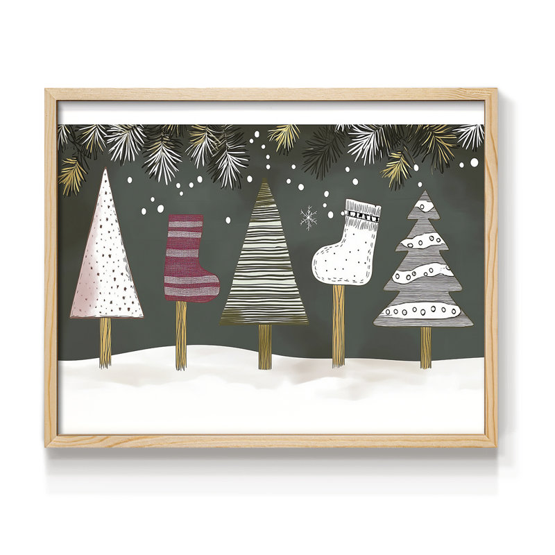 «Chirstmas Art» -XIVI - reproduction encadrée - réarmable, H 16 po x l 20 po, Naturel
