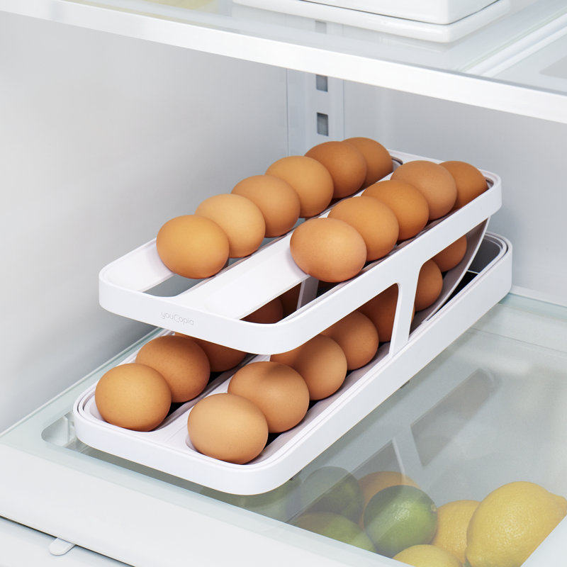 YouCopia RollDown® Egg Dispenser, Rolling Dispenser and Organizer for Refrigerator, Double Track