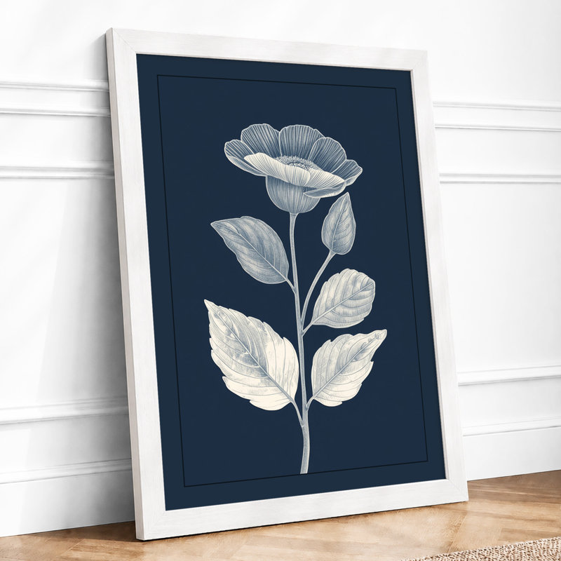 Delicate Bloom Study Botanical - Framed Print, A4 - 29.7 x 21.0 cm, White