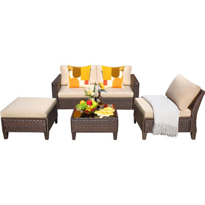 Canapé modulaire de patio 5 pièces Cayme