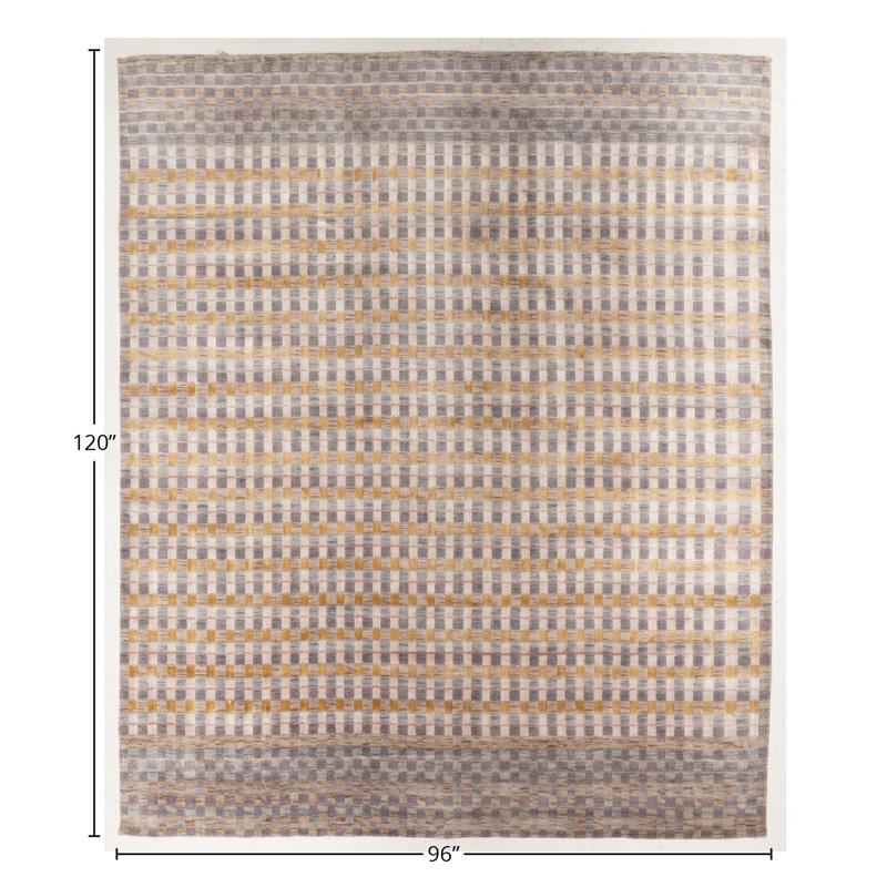 Hand Loomed Striped Area Rug in Yellow