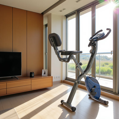 Folding Exercise Bike, Fitness Upright And Recumbent X-bike With 16-level Adjustable Resistance, Arm Bands And Backrest