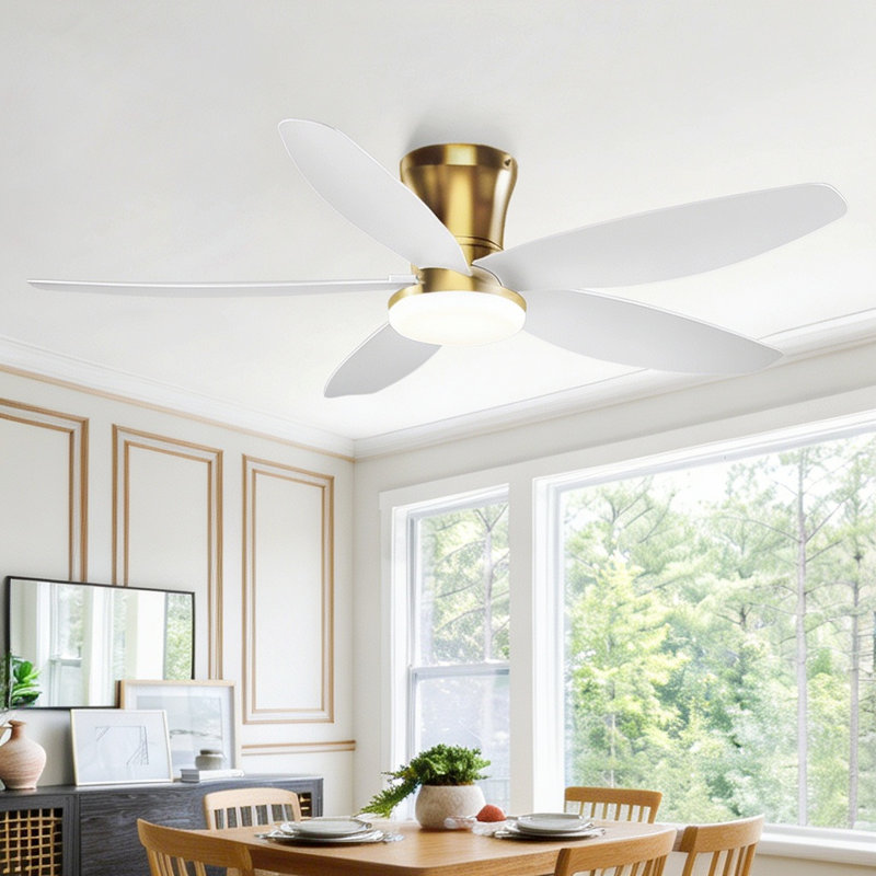 Ventilateurs de plafond encastrés avec lumières et télécommande / app, 36 po de largeur, Or