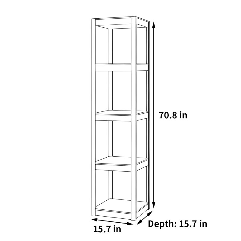 Andres, (4 tablettes) H 70,8 po x l 15,7 po x P 15,7 po, Noir