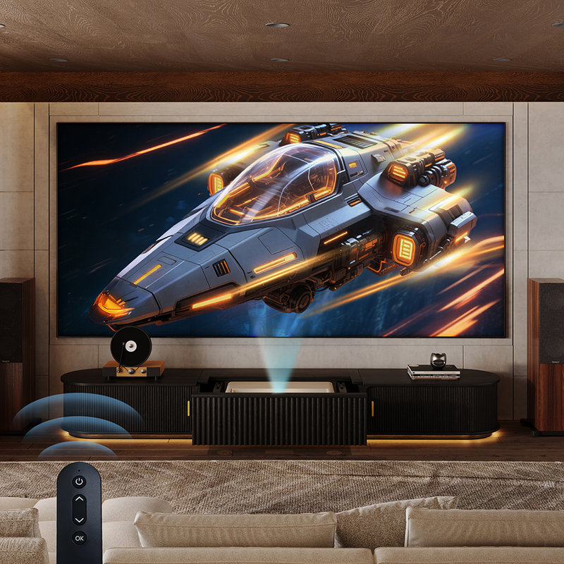 Armoire pour projecteur 118 "Smart UST 118" noire PT8138 - Grand support avec rangement caché et gestion des câbles, Noir