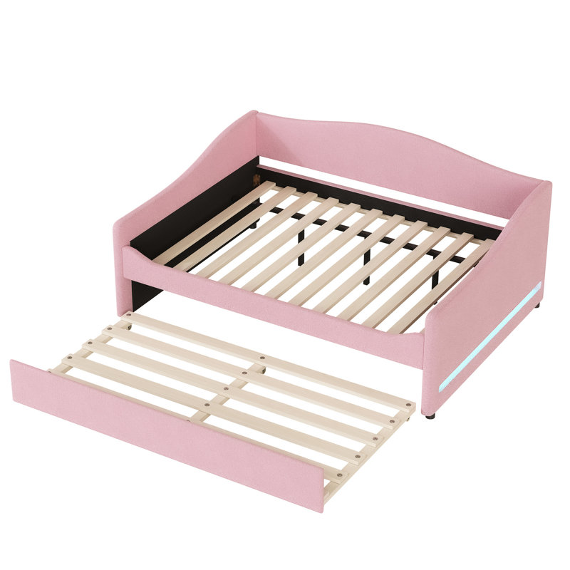 Lit de jour rembourré avec couchette en rose