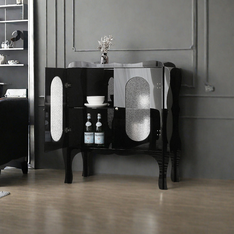 Armoire décorative moderne en acrylique à double porte, Noir