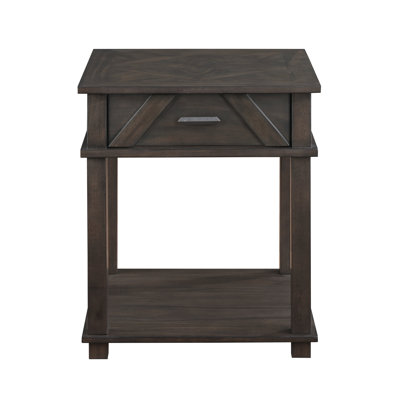 Traditional Rustic End Table With Storage Brown Finish Durable Wood Living Room Furniture 1Pc Side Table