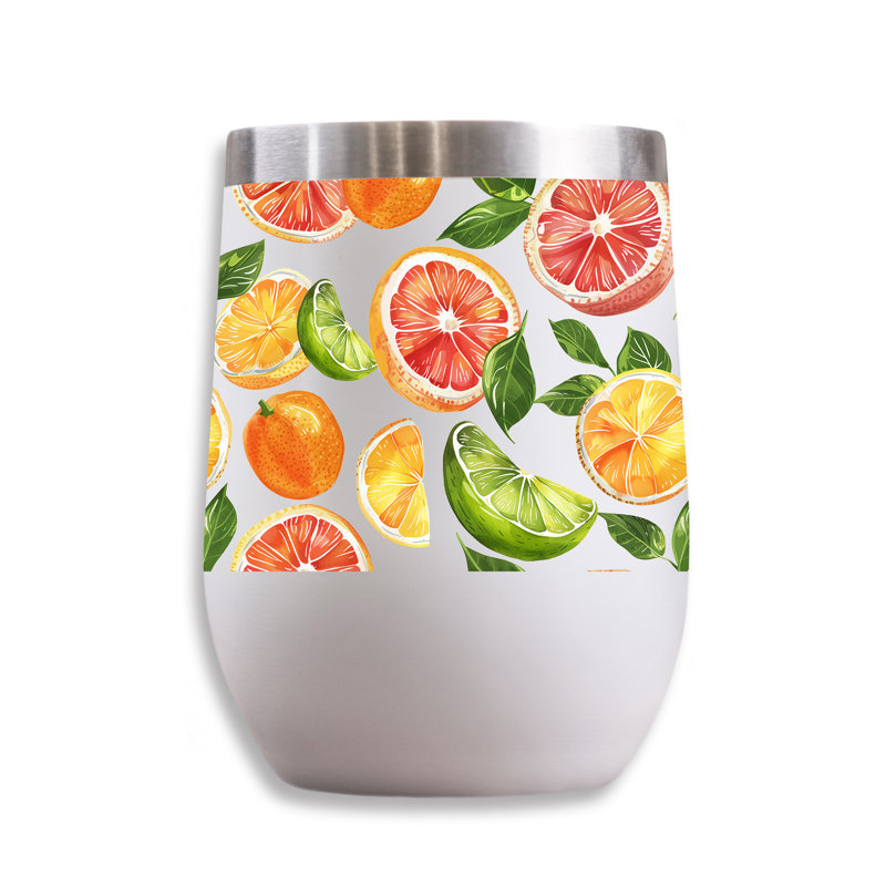 Motif d'agrumes 11 oz. Verre à vin, Orange/Blanc