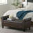 Sophisticated Button In Brown - Pu Entryway Chic Bench With Rolled Arms, Material, Ideal For Small Spaces