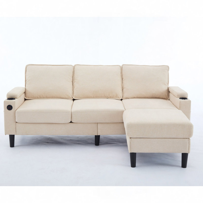 Knock Down 3-Seat Combo Sofa With Storage Ottoman  For Living Room Apartment  Bedroom And Compact Room, Upholstered Sectional Couch, L Shaped  Bench With A Footrest, A Individual Sto