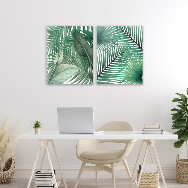 Ensemble de toiles 2 pièces Layered Clean Tropics Plants, design par Inconnu, H 20 po x l 16 po
