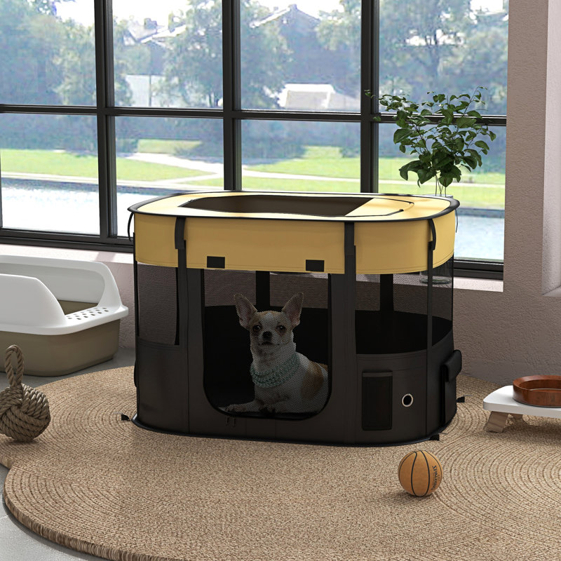 Panel Steel Pet Barrier With Door, 53cm H x 84cm W x 60cm D, Yellow