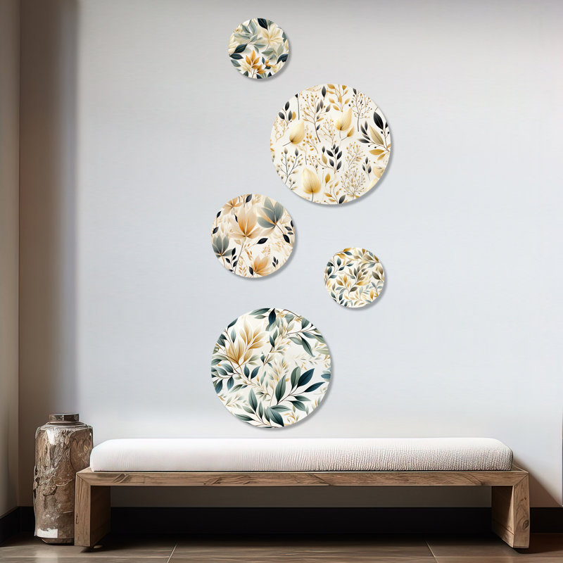Craner - ensemble d'art mural rond de 5 plantes