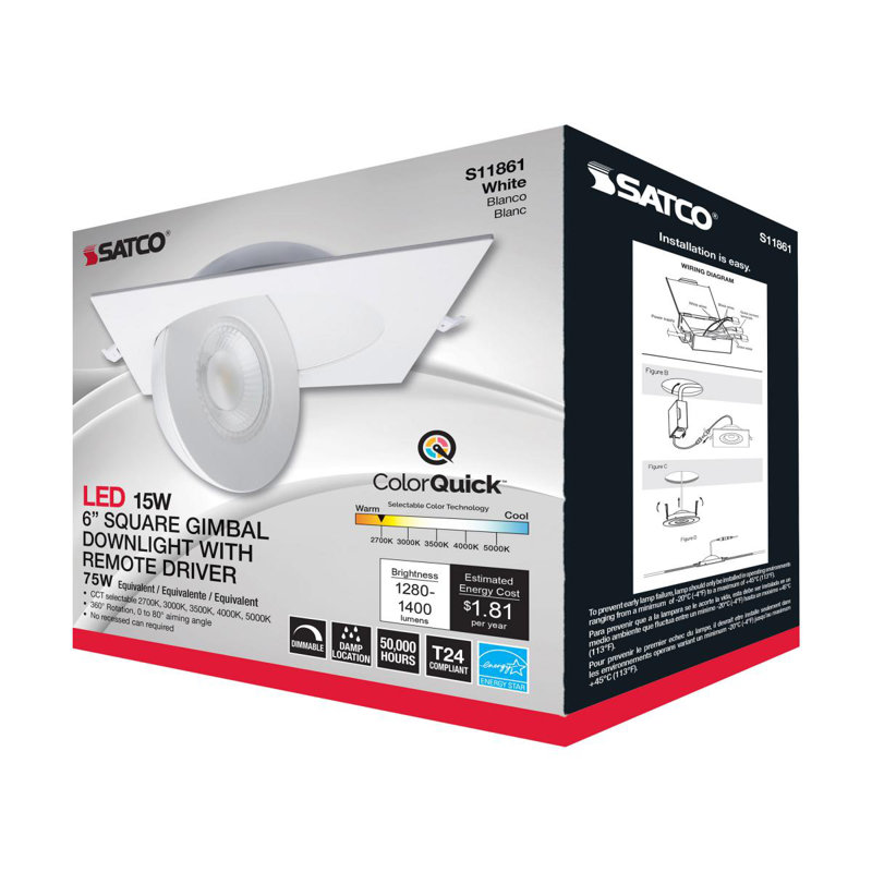 6" Ultra Slim Selectable CCT New Construction IC LED Canless Recessed Lighting Kit, White