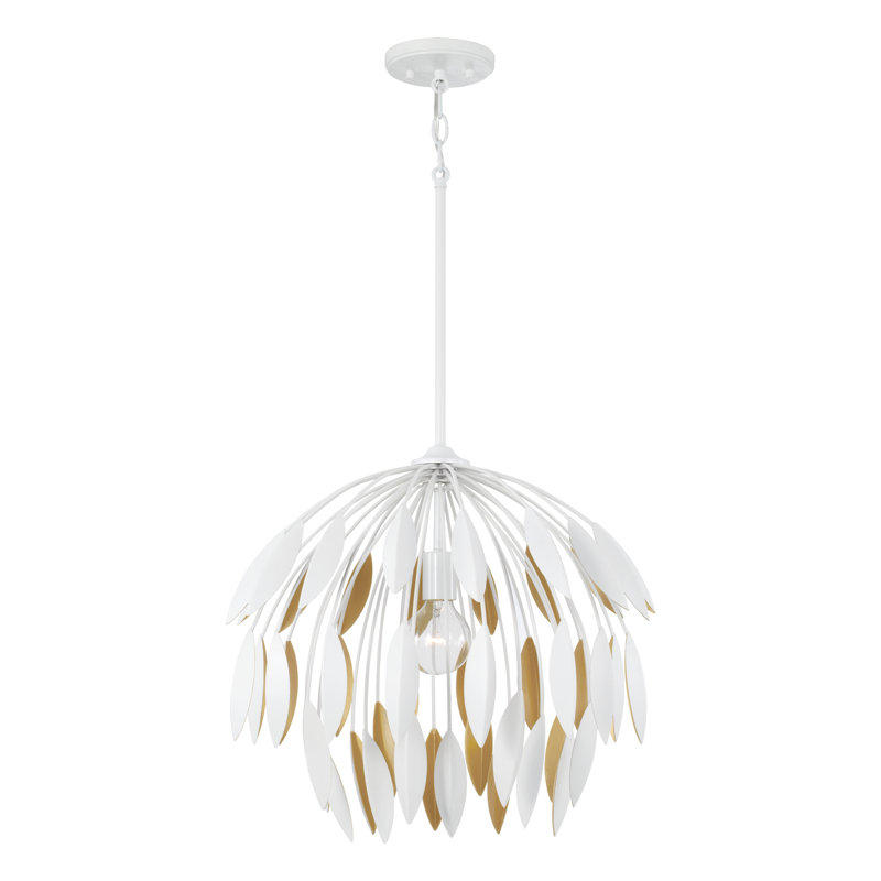 Luminaire suspendu 1 lumière, Blanc, H 68,75 po x l 20 po x P 20 po