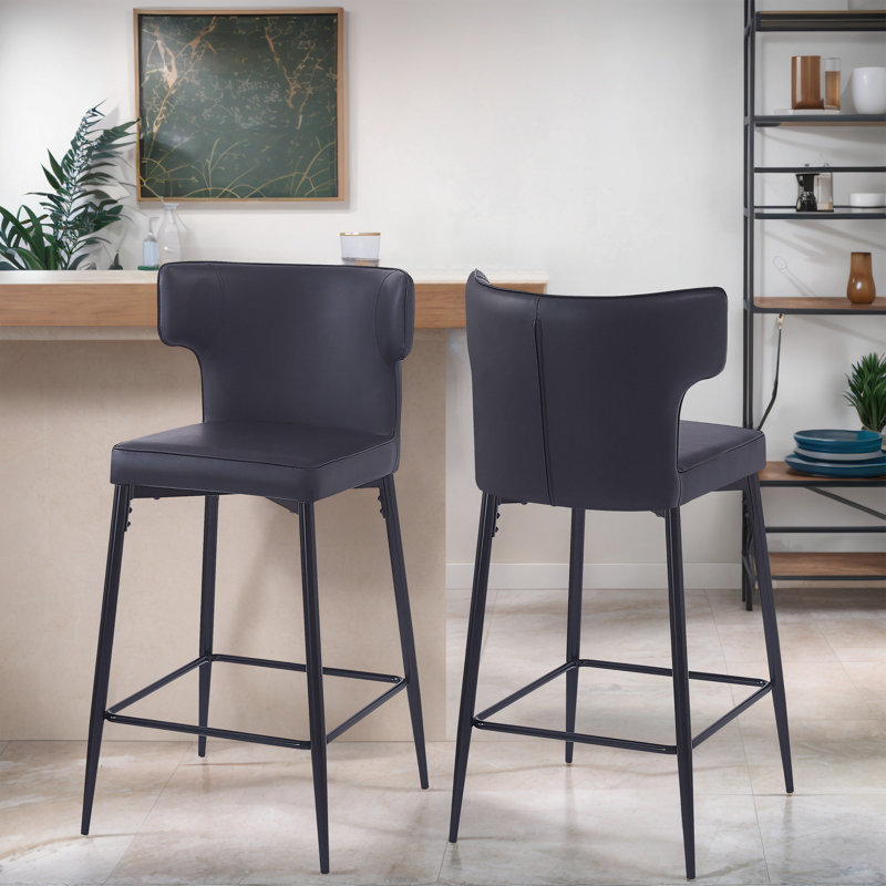 Tabouret de bar et de comptoir en simili cuir (ensemble de 2), Noir