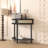Half Moon Design End Table With Sliding Rattan Door,Elegant Semi-Circle Entryway Console Table