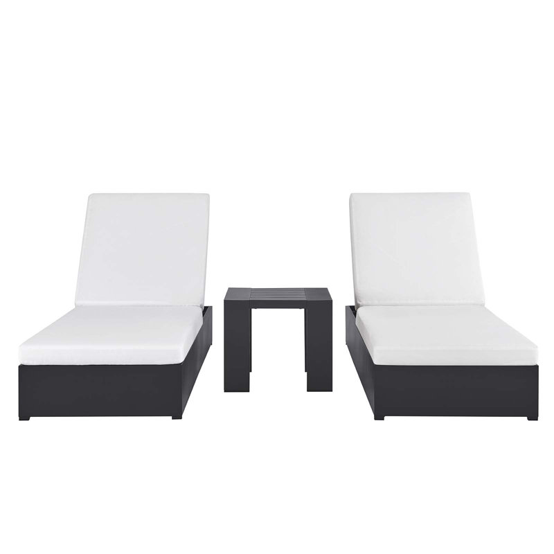 Ensemble de chaise longue d'extérieur 3 pièces Modway Tahoe, Blanc