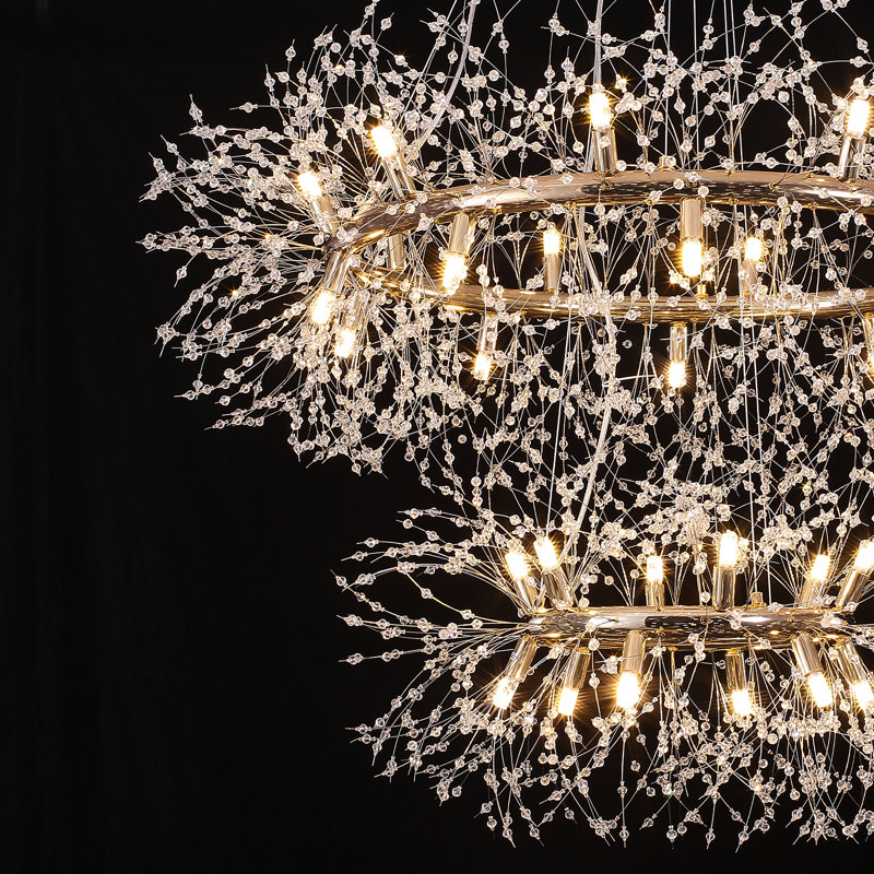 Lustre tambour 32 lumières Geetika, Or