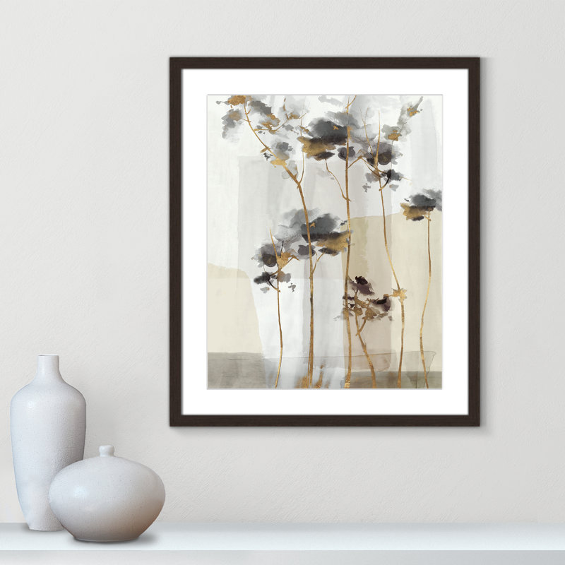 Impression Golden Zen II par Eva Watts, L 21,5 po x H 25,5 po, Matted Print, Noyer à grain ouvert