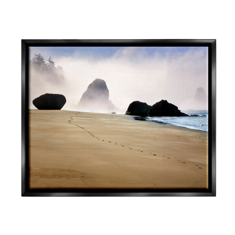 "Dovecove Beach Sand" par Foggy Cliff, Cadre flottant noir de jais, H 17 po x l 21 po x P 1,7 po