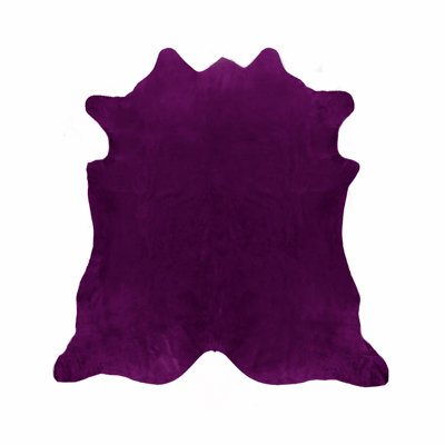 Tapis aubergine fait main en cuir de vache à imprimé animal 5 pi x 7 pi Novelty Spalding