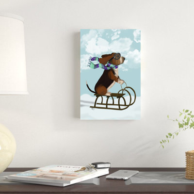 Basset hound, luge par Fab Funky - impression sur toile tendue