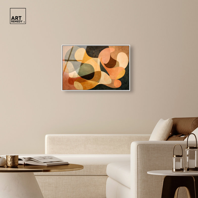 «Tan Curves I», reproduction d'art acrylique encadrée par Art Remedy, cadre blanc, 36 x 24, 25"H x 37"W, White Frame
