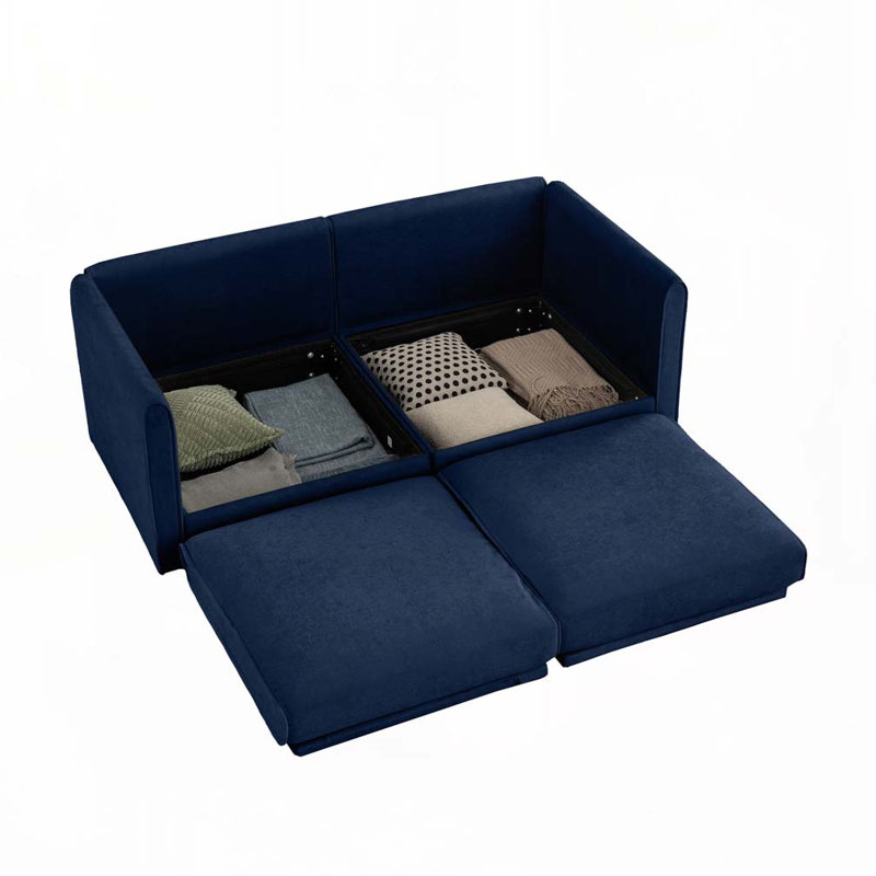 Canapé en chenille 4 places, H 27,9 po x l 75,5 po x P 37,4 po, 2, Bleu