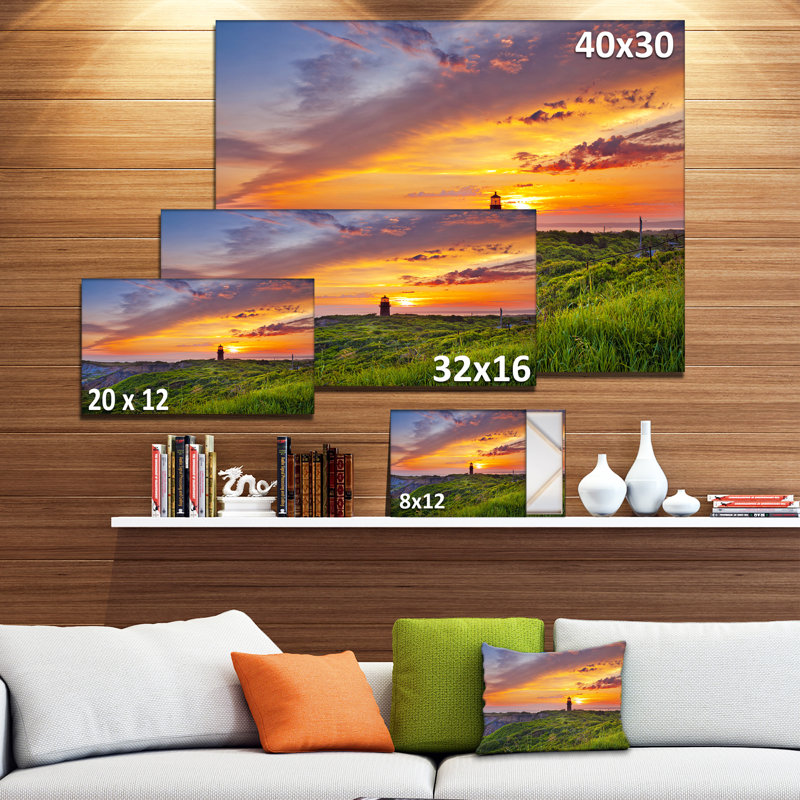 Lighthouse at Sunset Landscape Canvas Print, 12" x 20"