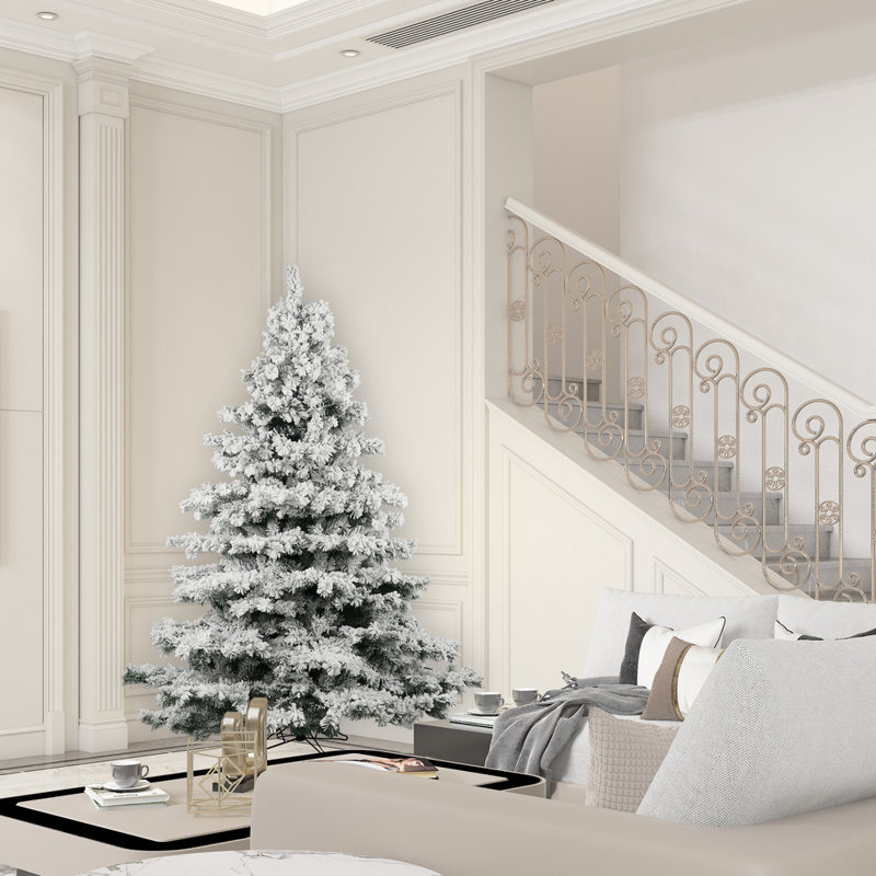 Flocked Alaskan White Pine Artificial Christmas Tree, 7.5' H