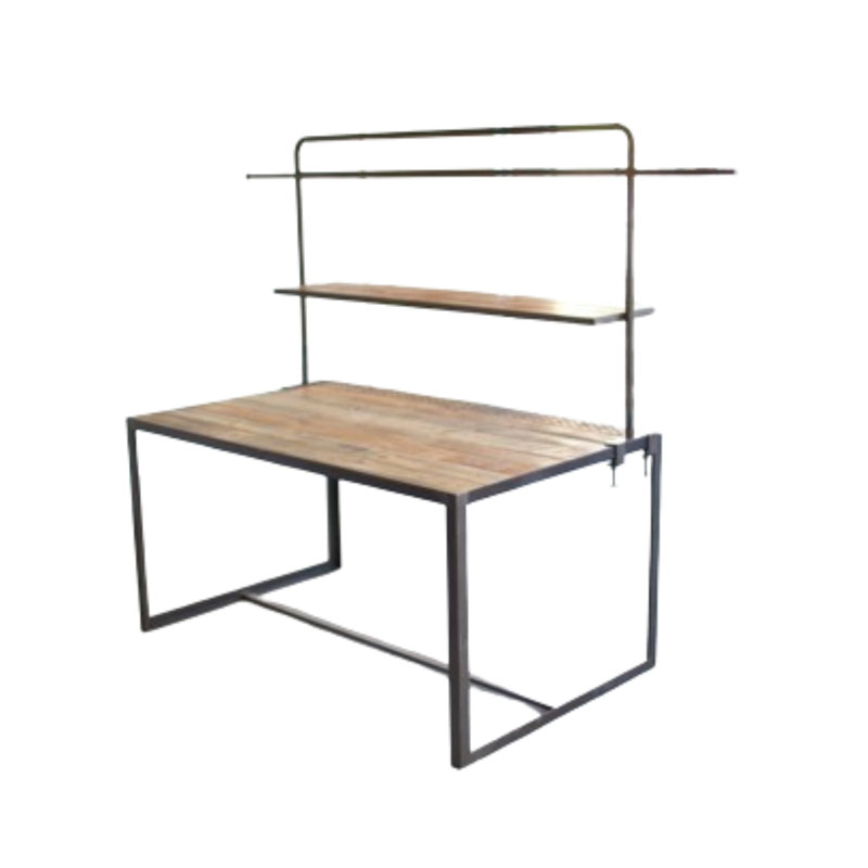 17 Storeys Iron & Recycled Wood Display Table In Brown